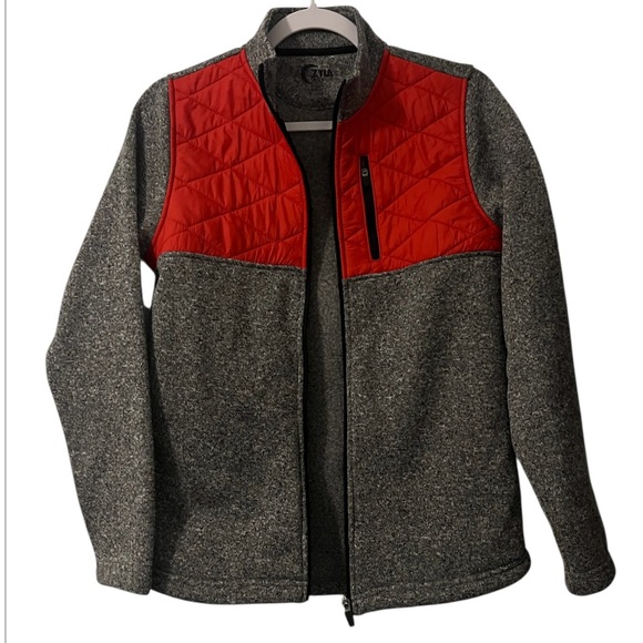 ZYIA Active Medium long sleeve quilted zip up red & gray performance jacket - Picture 3 of 5